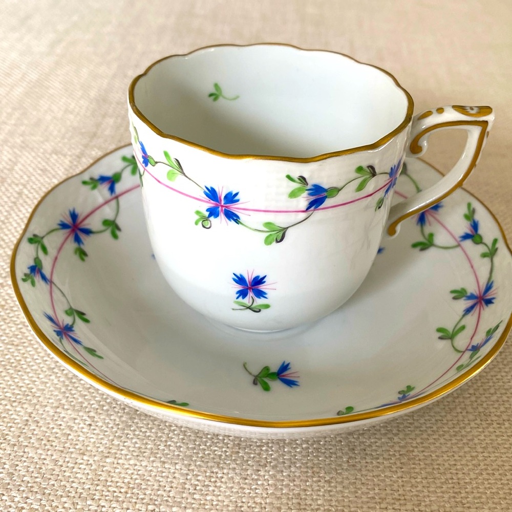 Herend Blue Garland cup and saucer set.  Like new.